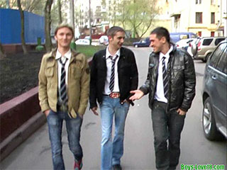 Really steamy twink threesome  after class